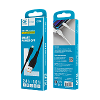 Кабель GFPower 15L USB (m)-Lightning (m) 1м 2.4A TPE черный (1/200/800)