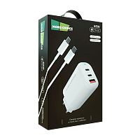 Сетевое З/У MORE CHOICE NC79 1USB/2Type-C 3.0A 65W PD3.0 с кабелем Type-C белый (1/20/100)