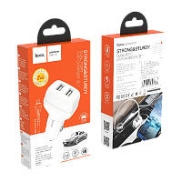Автомобильное З/У HOCO Z36 2USB 2.1A с кабелем microUSB белый (1/14/140)