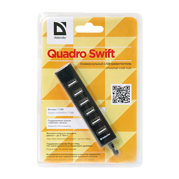 USB-Хаб Defender Quadro Swift 7USB черный (1/100) 
