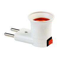 Переходник Smartbuy вилка-Е27 с выключателем белый