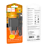 Сетевое З/У HOCO CS11A 1USB 2.1A с кабелем Type-C черный (1/28/168)
