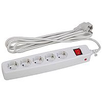 Сетевой фильтр ЭРА SF 5р.С/З 10A 2.0м со шторкой белый (1/20)