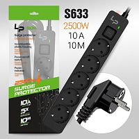 Сетевой фильтр Live Power LP1004 5р.С/З 10A 10.0м с выкл. черный (1/20)