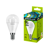 Лампа светодиодная Ergolux G45 E14 9W 6500К 172-265V шар (1/10/100)