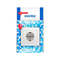 Розетка Smartbuy "Венера" 1гн. 16A С/З со шторкой белый (1/10/200)