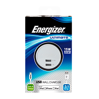Сетевое З/У Energizer Ultimate 2USB 3.1A с кабелем Lightning белый 