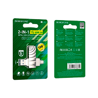 Флеш-накопитель Borofone Soul BUD3 128GB USB3.0 Type-C (m) металл серый (1/25) 