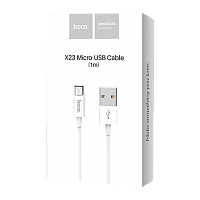 Кабель HOCO X23 USB (m)-microUSB (m) 1.0м 2.1A TPE белый (1/46/276)