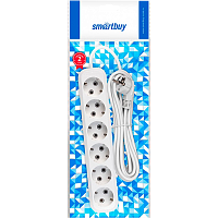 Удлинитель Smartbuy 6р.С/З 16A 5.0м ПВС 3x1мм² белый