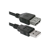 Кабель Defender USB02-06 USB (m)-USB (f) 1.8м силикон ver.1.4 черный (1/25/250)
