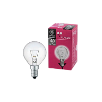 Лампа накаливания General Electric E14 40W 230V шар 45мм прозрачная