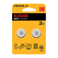 Батарейка Kodak MAX CR2016 BL2 Lithium 3V (2/60/240) 