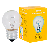 Лампа накаливания Старт E27 60W 230V шар ДШ прозрачная (1/100)