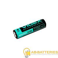 Аккумулятор Li-ion Videx 18650 Б/УП 2200mAh б/з (1/50/600) 