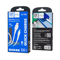 Кабель GFPower F16L USB (m)-Lightning (m) 1.0м 3.6A ПВХ индикация белый (1/120/480)