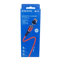 Кабель Borofone BU16 USB (m)-Lightning (m) 1.0м 2.4A нейлон магнит красный (1/63/252)