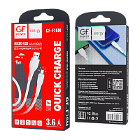 Кабель GFPower F16M USB (m)-microUSB (m) 1м 3.6A ПВХ индикация белый (1/120/480)
