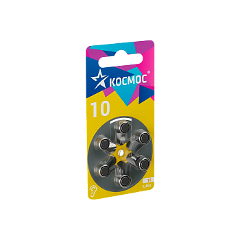 Батарейка Космос ZA10 BL6 Zinc Air 1.45V (6/60/3000)