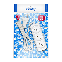Удлинитель Smartbuy 3р.Б/З 6A 1.5м ШВВП 2x0.75мм² белый (1/60)