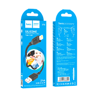 Кабель HOCO X90 USB (m)-Lightning (m) 1м 2.4A силикон черный (1/37/370)
