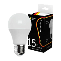 Лампа светодиодная Supermax A60 E27 15W 3000К 230V груша (1/10/80)