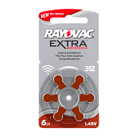 Батарейка Rayovac Extra ZA312 BL6 Zinc Air 1.45V (6/60/600)