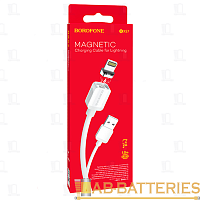 Кабель Borofone BX57 USB (m)-Lightning (m) 1м 2.4A силикон магнит белый (1/360)
