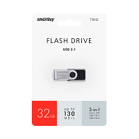 Флеш-накопитель Smartbuy TRIO 32GB USB3.0 Type-C (m)/microUSB (m) пластик черный