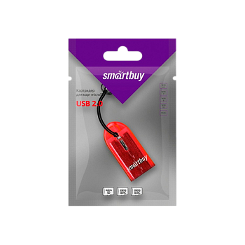 Картридер Smartbuy 710 USB2.0 microSD красный (1/20)