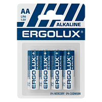 Батарейка Ergolux LR6 AA BL4 ПРОМО Alkaline 1.5V (4/40/720)