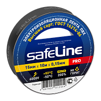 Изолента Safeline 15мм*10м ПВХ черный (10/250)