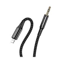 Переходник AUX Borofone BL7 Jack 3.5mm (m)-Lightning (m) 1м нейлон черный (1/360)
