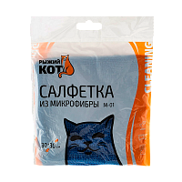 Салфетка Рыжий кот M-01 30х30см микрофибра синий (1/40/200)
