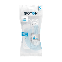 Удлинитель Фотон 10-23 3р.Б/З 10A 2.0м ПВС 2x0.75мм² белый (1/20)