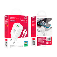 Сетевое З/У GFPower S75PQ-TT 1USB+1Type-C 30W QC3.0 с кабелем Type-C белый (1/30/180)