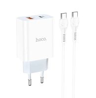Сетевое З/У HOCO C97A 1USB/Type-C 20W QC3.0 с кабелем Type-C-Type-C 60W белый (1/28/168)