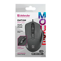 Мышь проводная Defender MB-347 Datum классическая USB черный (1/40) 
