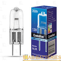 Лампа галогенная Camelion JC G6.35 35W 2800К 12V капсула прозрачная (1/5/100)