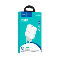 Сетевое З/У HOCO C104A 1USB/Type-C 3.0A QC3.0 белый (1/72)