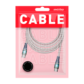 Кабель Smartbuy Type-C (m)-Type-C (m) 1м 3.0A нейлон серый