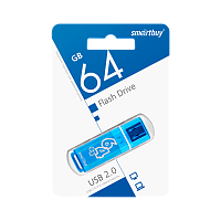 Флеш-накопитель Smartbuy Glossy 64GB USB2.0 пластик синий 
