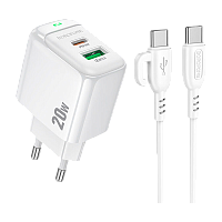 Сетевое З/У Borofone BAS44A Type-C 3.0A 20W QC3.0 с кабелем Type-C белый