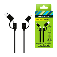 Кабель Ergolux ELX-CDC07-C02 USB (m)/Type-C-Lightning/Type-C (m) 1.2м 5.0A силикон черный (1/10/240)