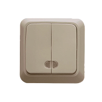 Выключатель Прогресс Fit 2-клав.10A ABS + Керамика с индикатором бежевый (1/10/200)