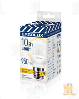 Лампа светодиодная Ergolux G45 E27 10W 3000К 172-265V шар (1/10/100)