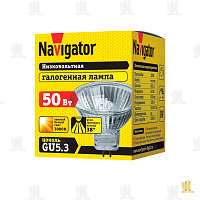 Лампа галогенная Navigator JCDR GU5.3 50W 3000К 230V софит прозрачная (1/10/200)