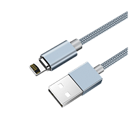 Кабель HOCO U40A USB (m)-Lightning (m) 1м 2.0A нейлон магнит серый (1/28/168)