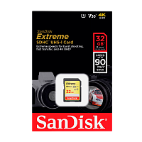 Карта памяти SD SanDisk EXTREME 32GB Class10 UHS-I (U3) 90 МБ/сек V30