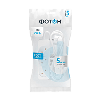 Удлинитель Фотон 10-53 3р.Б/З 10A 5.0м ПВС 2x0.75мм² белый (1/20)